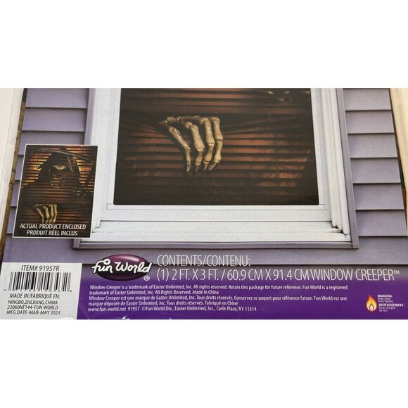 Spooky Grim Reaper Window Creeper Poster Halloween Decoration 24"x36" NEW - Picture 4 of 4